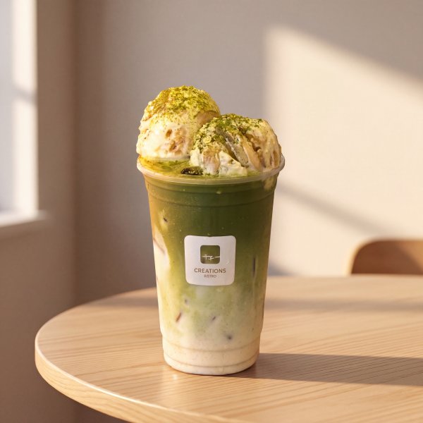 Matcha Latte with Banana Pudding